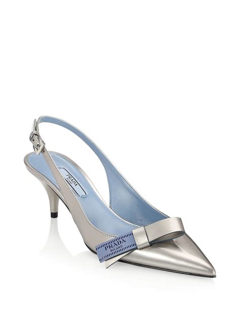 prada white slingback heels|Prada kitten heel shoes.